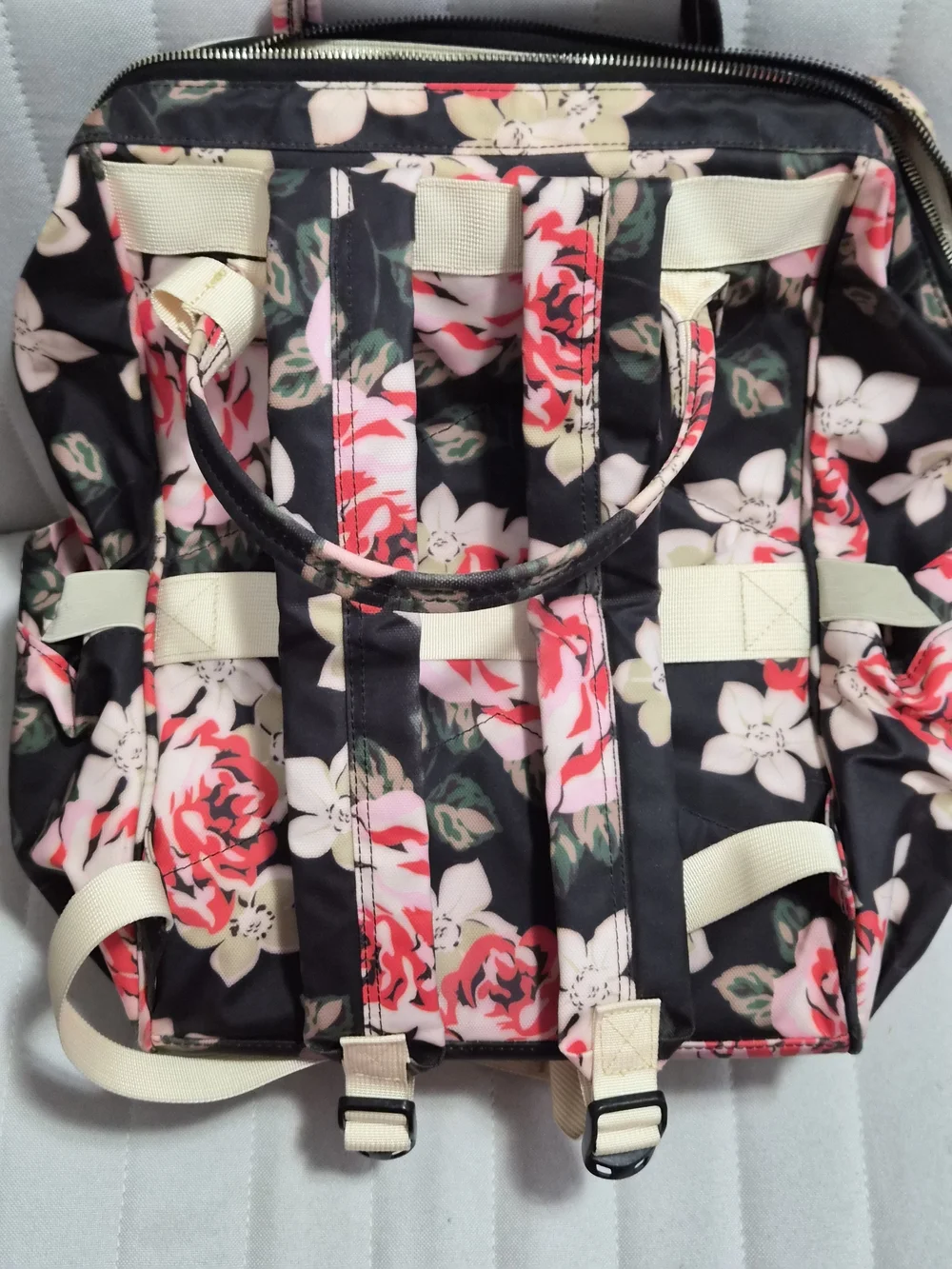 Floral Black & Pink Tote Backpack -